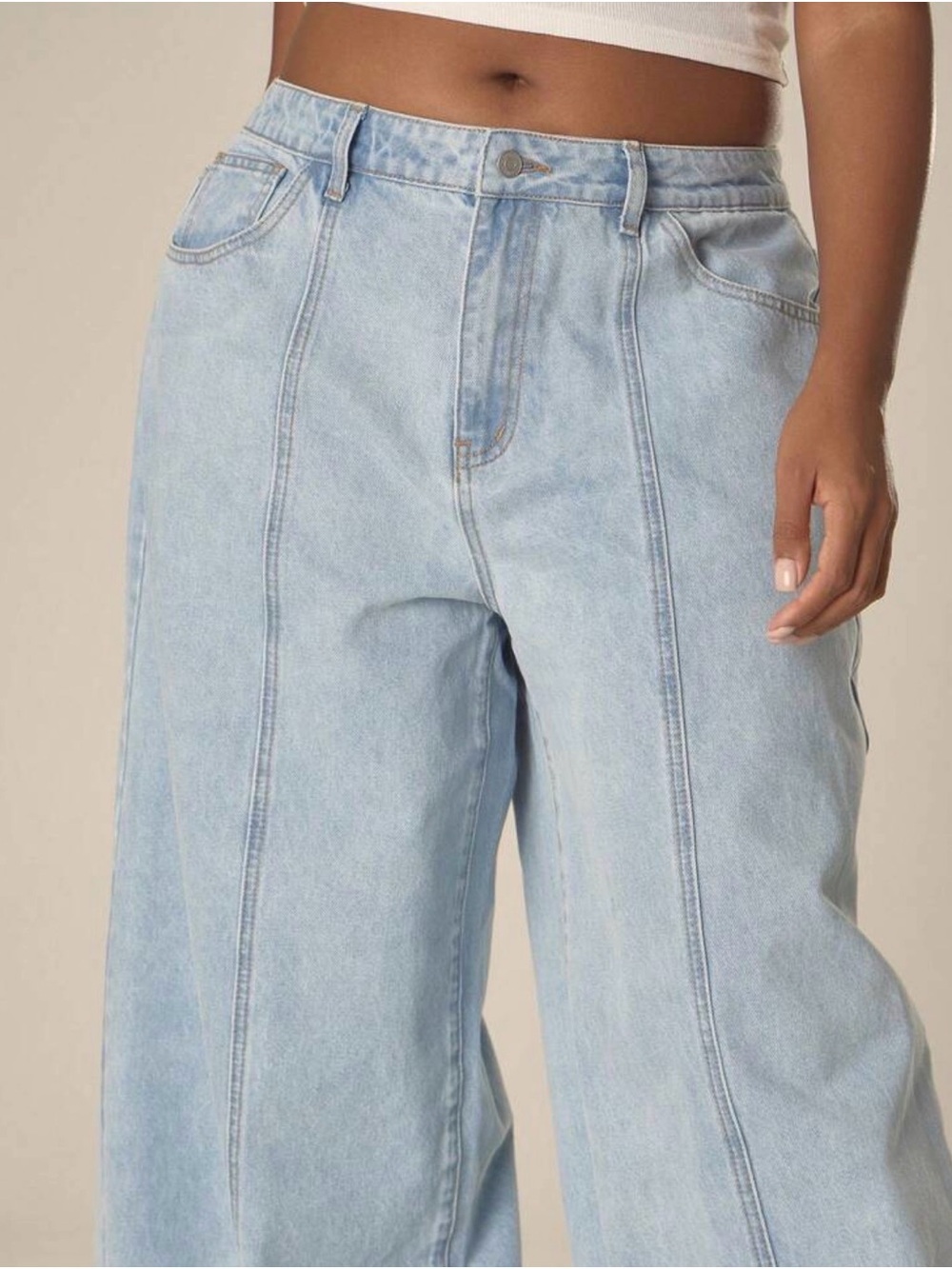 GAP Light Blue Wide-Leg Women's Jeans with Front Seam